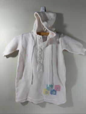 Vintage Class Club Baby Pink Knit Sweater Hooded Sack for Infants